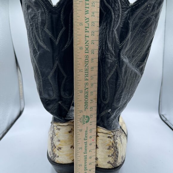 🔥 Vintage Python & Leather Cowboy Boots – Size 8M – Two-Tone Western Realness - Picture 6 of 15